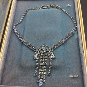 Vintage La-Rel Blue Rhinestone Necklace